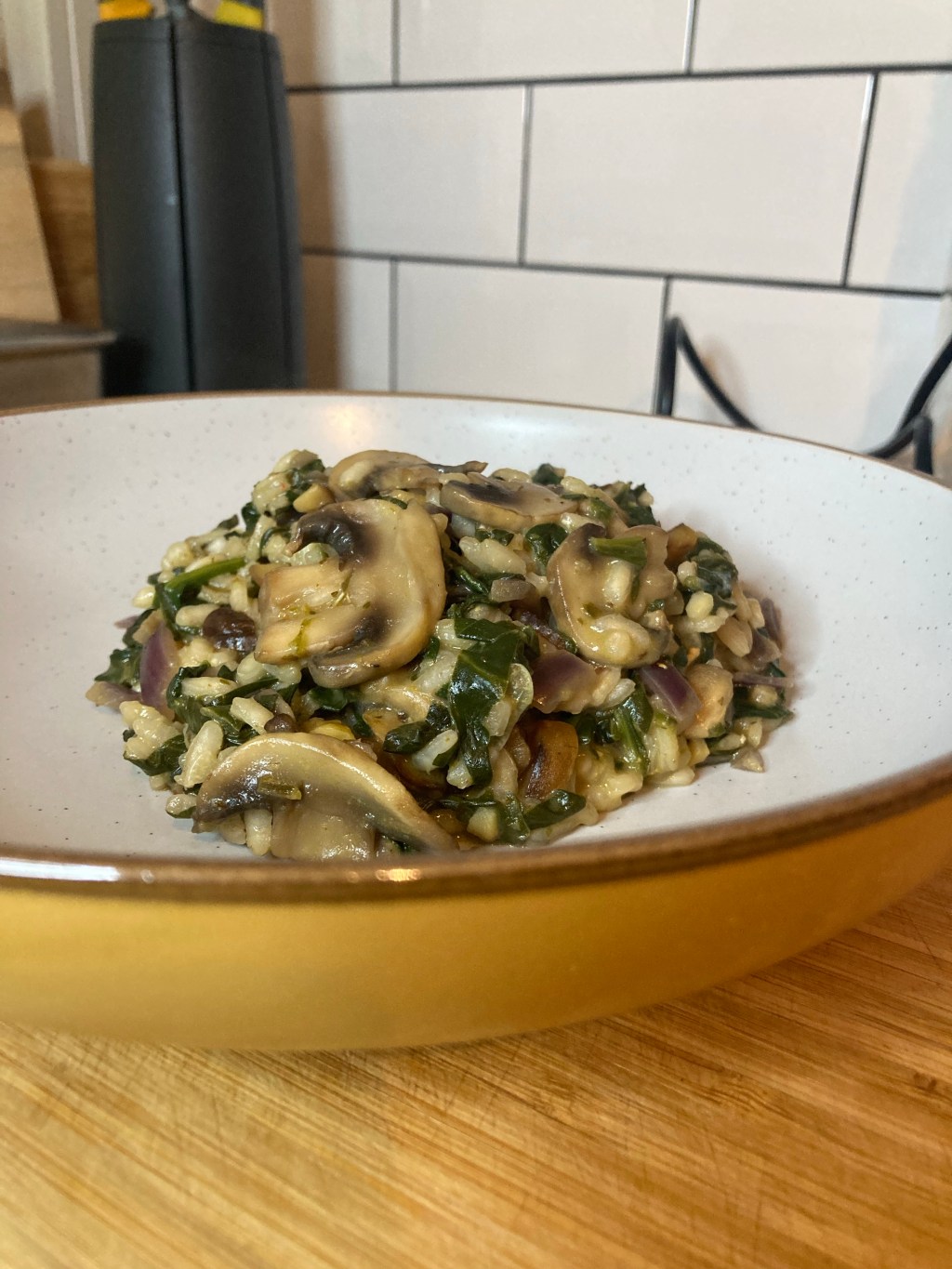 MUSHROOM, SPINACH & CHESTNUT&nbsp;RISOTTO
